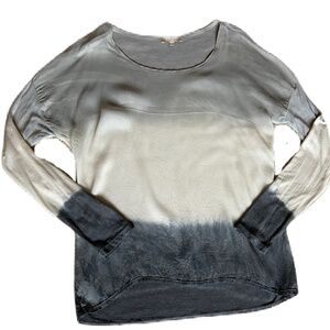 Prontomoda Giusy ombre top long sleeve tunic Small gray